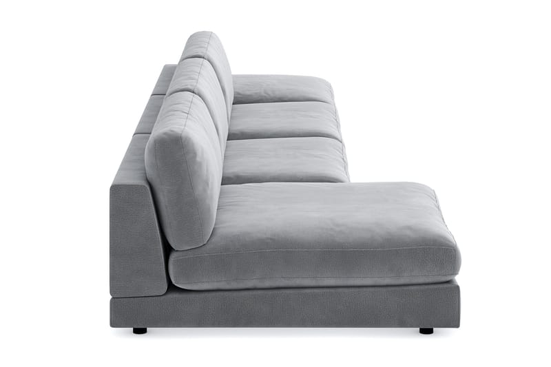 Arken 6-seters Vendbar U-formet Modulsofa med Divan + Fotskammel i Fløyel - Lys grå - Møbler - Sofaer - Fløyel sofaer