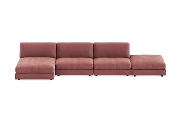 Arken 6-seters Vendbar U-formet Modulsofa med Divan + Fotskammel i Fløyel