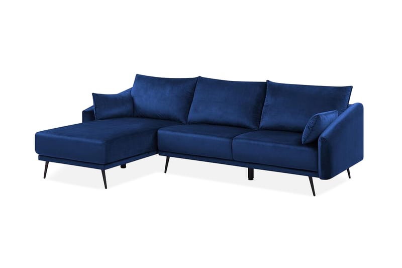 Bartelme Hjørnesofa Høyre Fløyel - Blå - Møbler - Sofaer - Fløyel sofaer
