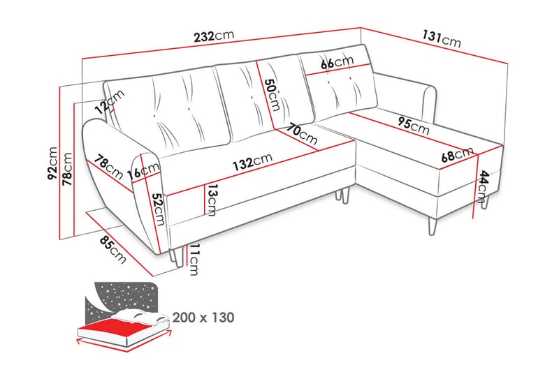 Bornalle 2-seters Sovesofa - Hvit - Sovesofaer - Fløyel sofaer - U sovesofa - Sovesofa divan