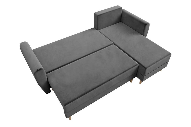 Bornalle 3-seter L-formet Sovesofa 130x200 cm med Oppbevaring i Fløyel - Blå - Møbler - Sofaer - Sovesofaer - Sovesofa divan