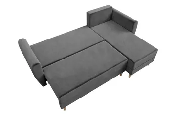 Bornalle 3-seter L-formet Sovesofa 130x200 cm med Oppbevaring i Fløyel - Hvit - Møbler - Sofaer - Sovesofaer - Sovesofa divan
