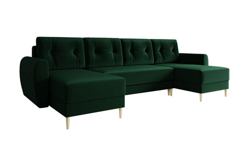 Bornalle Sovesofa - Grønn - Sovesofaer - Fløyel sofaer - U sovesofa - Sovesofa divan