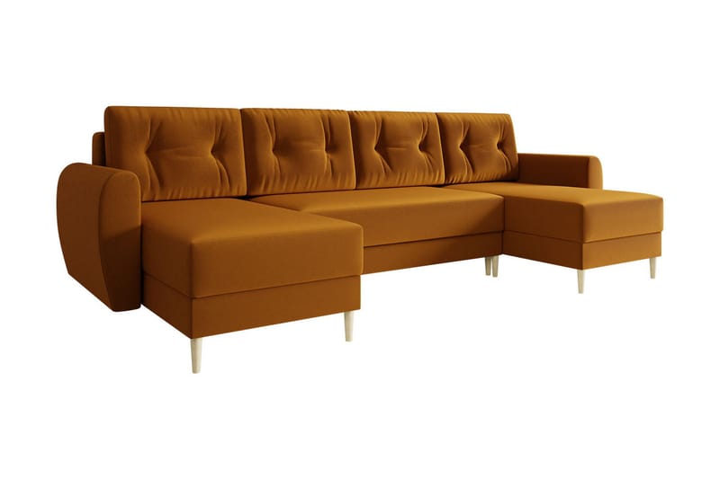 Bornalle Sovesofa - Gul - Sovesofaer - Fløyel sofaer - U sovesofa - Sovesofa divan