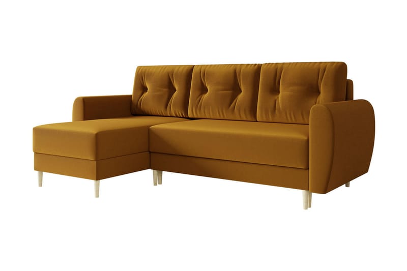 Bornalle Sovesofa - Gul - Sovesofaer - Fløyel sofaer - U sovesofa - Sovesofa divan