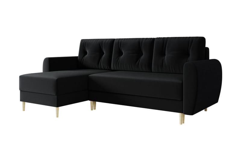 Bornalle Sovesofa - Svart - Sovesofaer - Fløyel sofaer - U sovesofa - Sovesofa divan