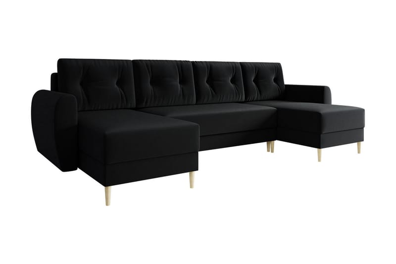 Bornalle Sovesofa - Svart - Sovesofaer - Fløyel sofaer - U sovesofa - Sovesofa divan