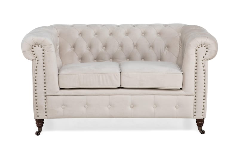 Chesterfield Deluxe Fløyelssofa 2-seter - Beige - 2 seter sofa - Chesterfield sofaer - Fløyel sofaer