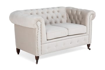 Chesterfield Deluxe Fløyelssofa 2-seter - Beige - Møbler - Sofaer - Fløyel sofaer