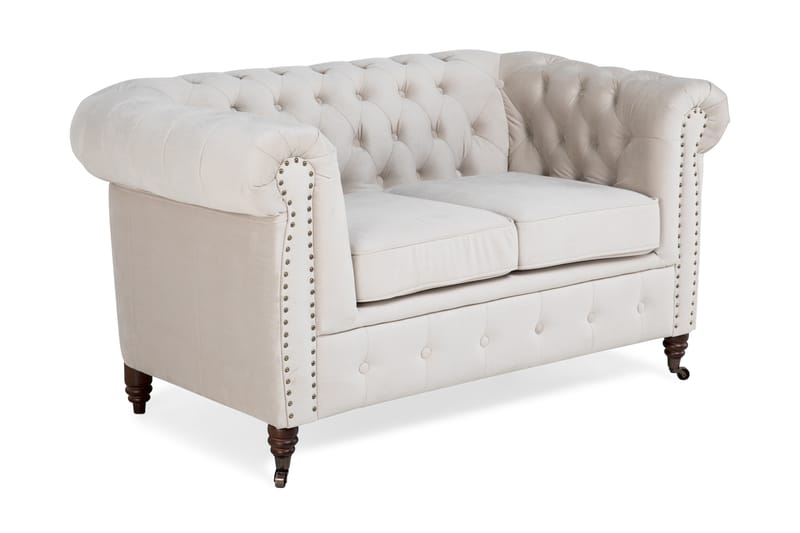 Chesterfield Deluxe Fløyelssofa 2-seter - Beige - 2 seter sofa - Chesterfield sofaer - Fløyel sofaer