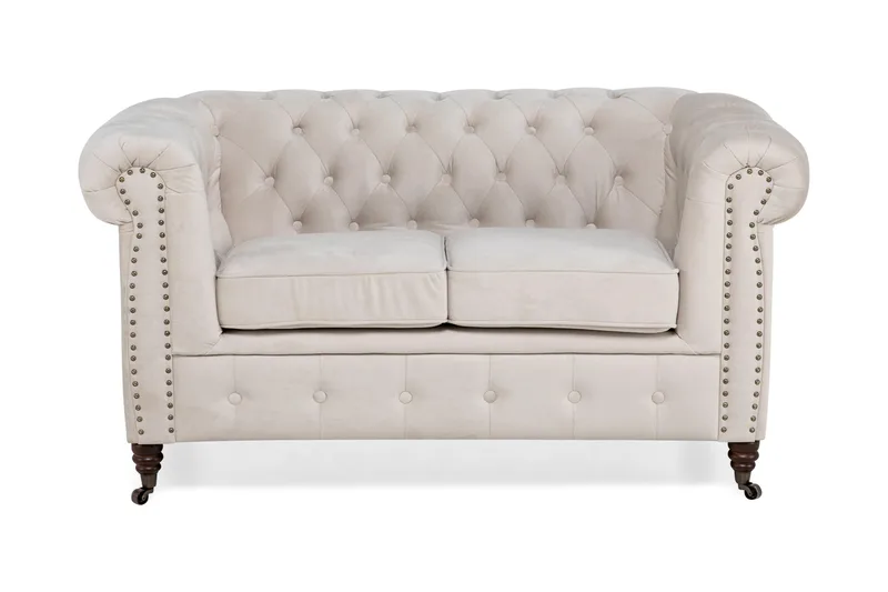 Chesterfield Deluxe Fløyelssofa 2-seter - Beige - Møbler - Sofaer - Fløyel sofaer