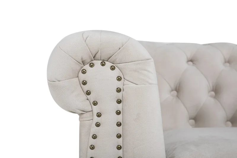 Chesterfield Deluxe Fløyelssofa 2-seter - Beige - Møbler - Sofaer - Fløyel sofaer