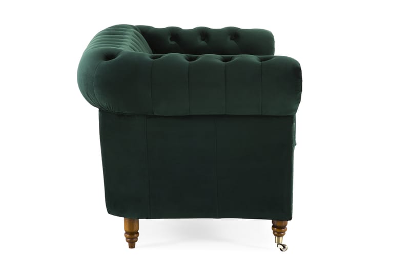 Chesterfield Deluxe Fløyelssofa 2-seter - Mørkegrønn - 2 seter sofa - Chesterfield sofaer - Fløyel sofaer