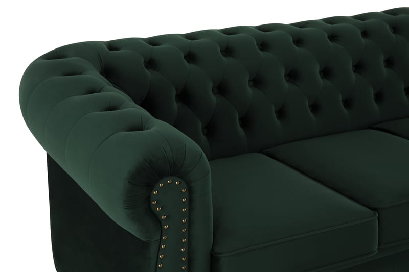Chesterfield Deluxe Fløyelssofa 2-seter - Mørkegrønn - Møbler - Sofaer - Fløyel sofaer
