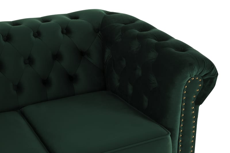 Chesterfield Deluxe Fløyelssofa 2-seter - Mørkegrønn - Møbler - Sofaer - Fløyel sofaer