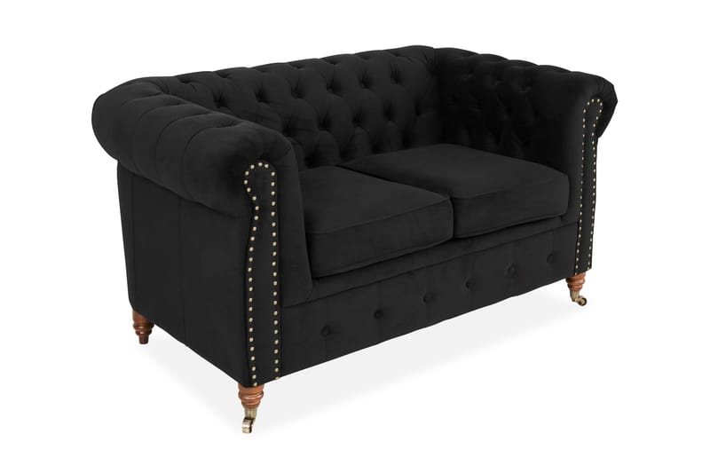 Chesterfield Deluxe Fløyelssofa 2-seter - Svart - 2 seter sofa - Chesterfield sofaer - Fløyel sofaer