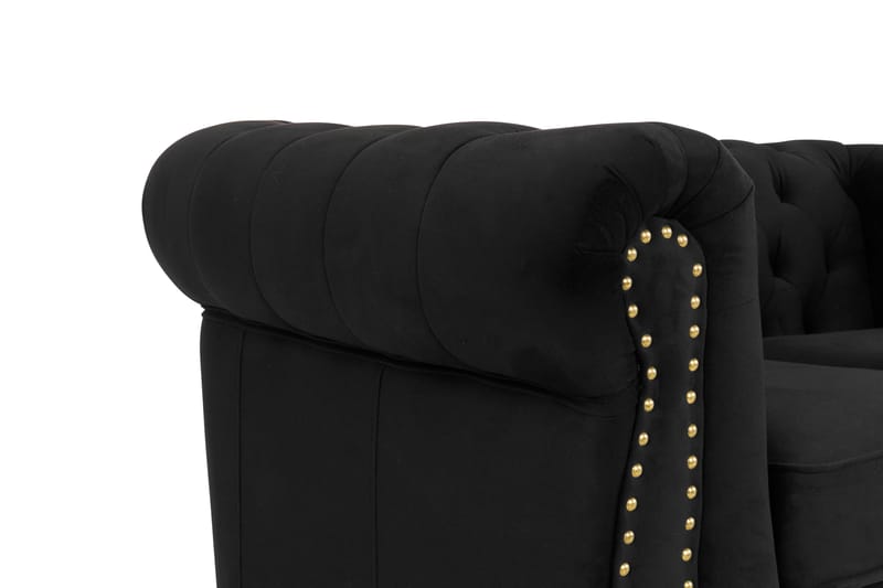 Chesterfield Deluxe Fløyelssofa 2-seter - Svart - Møbler - Sofaer - Fløyel sofaer
