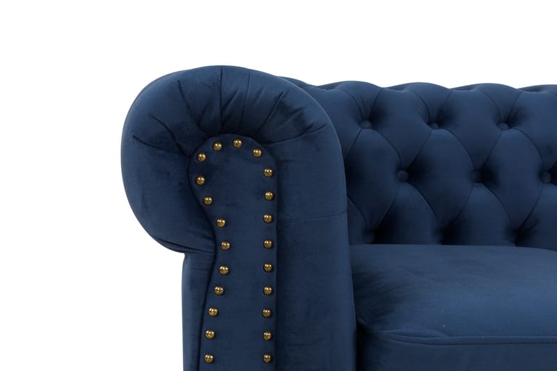 Chesterfield Deluxe Fløyelssofa 2-seter - Petrolblå - Møbler - Sofaer - Fløyel sofaer