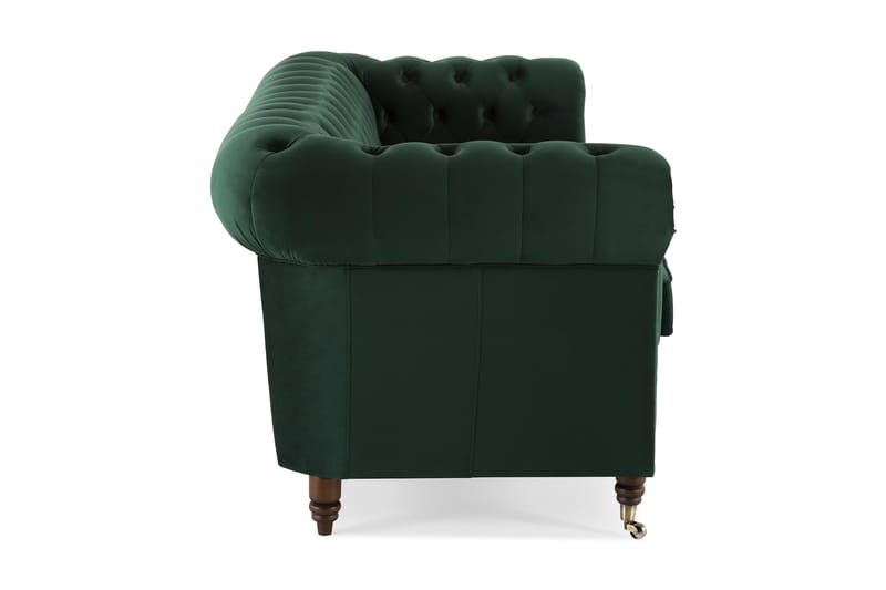 Chesterfield Deluxe Fløyelssofa 3-seter - Mørkegrønn - Møbler - Sofaer - Fløyel sofaer