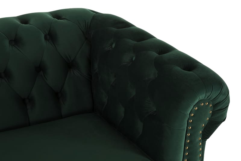Chesterfield Deluxe Fløyelssofa 3-seter - Mørkegrønn - Chesterfield sofaer - Sofa 3 seter - Fløyel sofaer