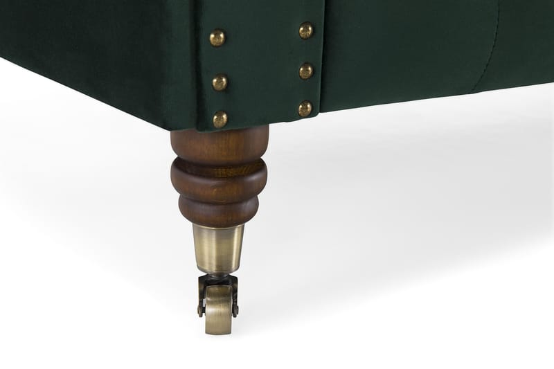 Chesterfield Deluxe Fløyelssofa 3-seter - Mørkegrønn - Møbler - Sofaer - Fløyel sofaer