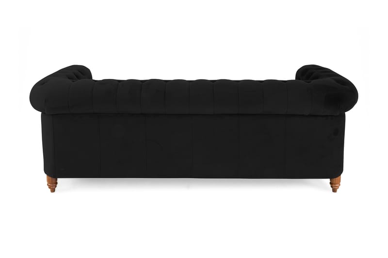 Chesterfield Deluxe Fløyelssofa 3-seter - Svart - Møbler - Sofaer - Fløyel sofaer