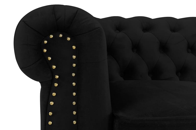 Chesterfield Deluxe Fløyelssofa 3-seter - Svart - Møbler - Sofaer - Fløyel sofaer
