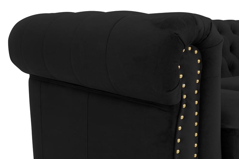 Chesterfield Deluxe Fløyelssofa 3-seter - Svart - Møbler - Sofaer - Fløyel sofaer