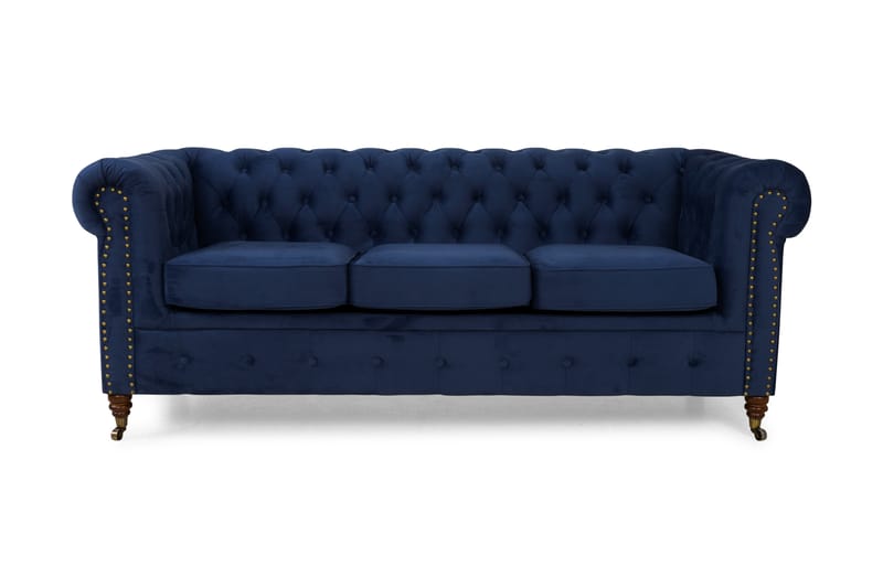 Chesterfield Deluxe Fløyelssofa 3-seter - Petrolblå - Chesterfield sofaer - Sofa 3 seter - Fløyel sofaer