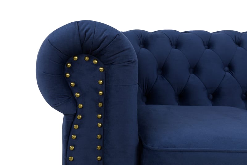 Chesterfield Deluxe Fløyelssofa 3-seter - Petrolblå - Møbler - Sofaer - Fløyel sofaer