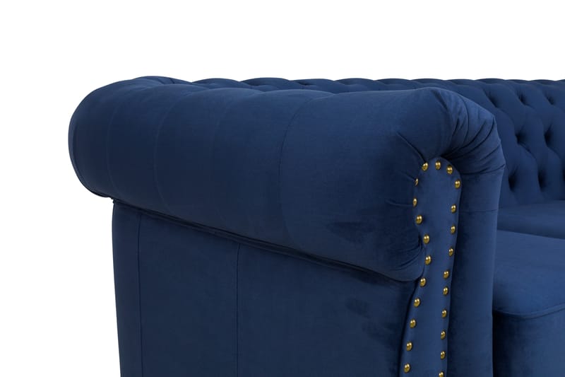 Chesterfield Deluxe Fløyelssofa 3-seter - Petrolblå - Møbler - Sofaer - Fløyel sofaer