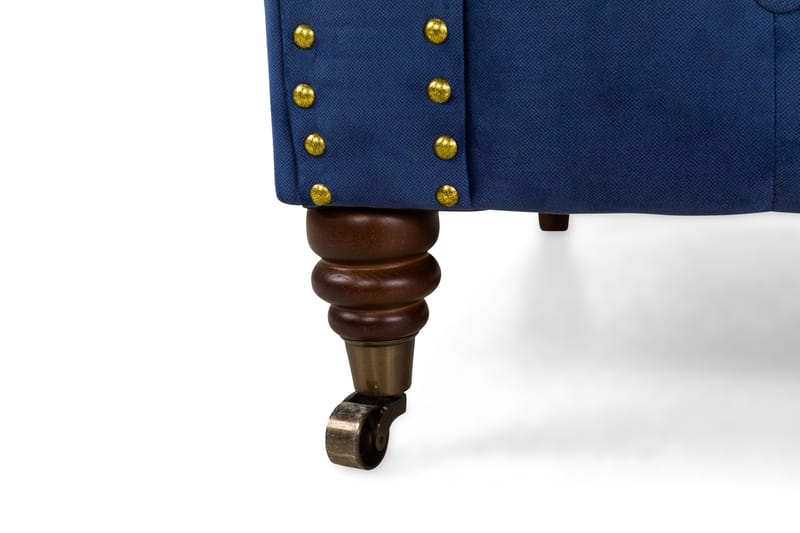 Chesterfield Deluxe Fløyelssofa 3-seter - Petrolblå - Møbler - Sofaer - Fløyel sofaer