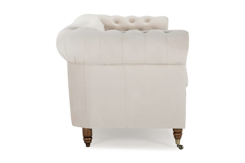 Chesterfield Deluxe Fløyelssofa 4-seter - Beige - Chesterfield sofaer - 4 seter sofa - Fløyel sofaer