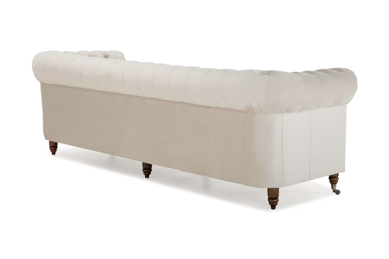 Chesterfield Deluxe Fløyelssofa 4-seter - Beige - Chesterfield sofaer - 4 seter sofa - Fløyel sofaer