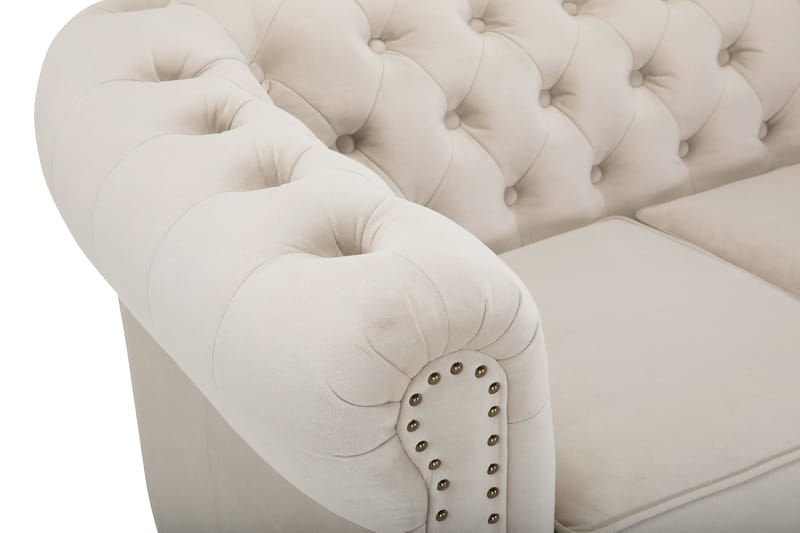 Chesterfield Deluxe Fløyelssofa 4-seter - Beige - Møbler - Sofaer - Fløyel sofaer