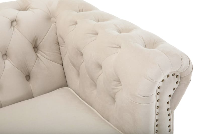 Chesterfield Deluxe Fløyelssofa 4-seter - Beige - Chesterfield sofaer - 4 seter sofa - Fløyel sofaer