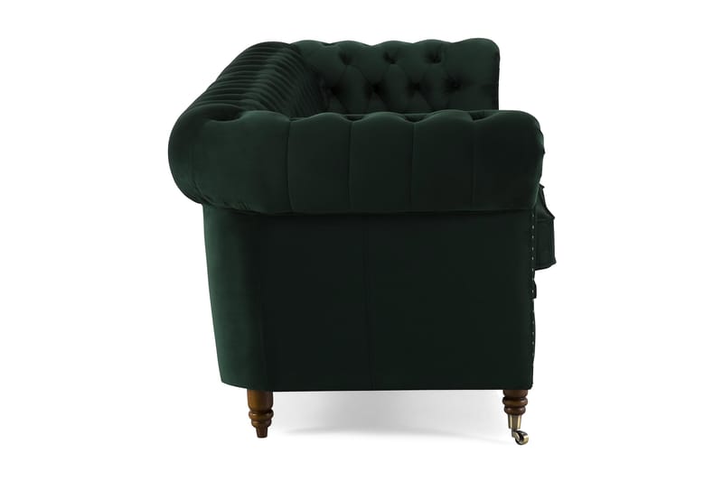 Chesterfield Deluxe Fløyelssofa 4-seter - Mørkegrønn - Møbler - Sofaer - Fløyel sofaer