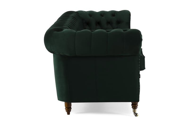 Chesterfield Deluxe Fløyelssofa 4-seter - Mørkegrønn - Chesterfield sofaer - 4 seter sofa - Fløyel sofaer