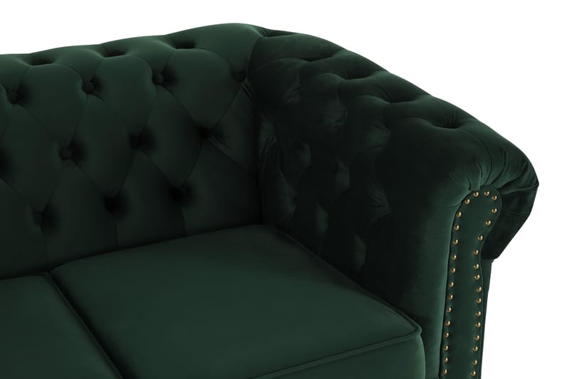 Chesterfield Deluxe Fløyelssofa 4-seter - Mørkegrønn - Møbler - Sofaer - Fløyel sofaer