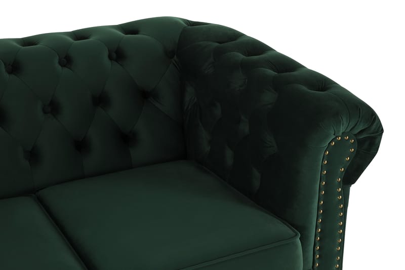 Chesterfield Deluxe Fløyelssofa 4-seter - Mørkegrønn - Chesterfield sofaer - 4 seter sofa - Fløyel sofaer