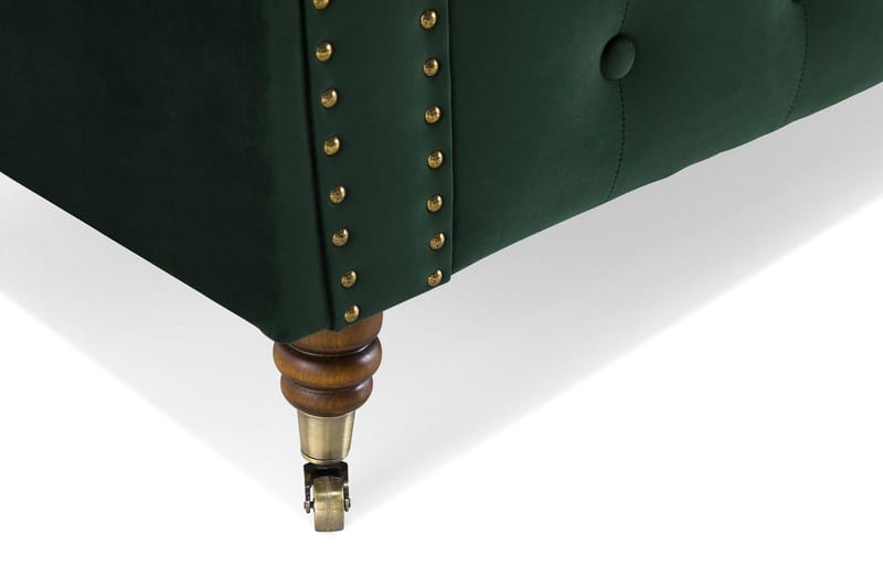 Chesterfield Deluxe Fløyelssofa 4-seter - Mørkegrønn - Møbler - Sofaer - Fløyel sofaer