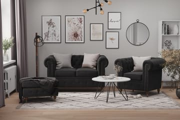 Chesterfield Deluxe Fløyelssofa 4-seter - Svart - Møbler - Sofaer - Fløyel sofaer