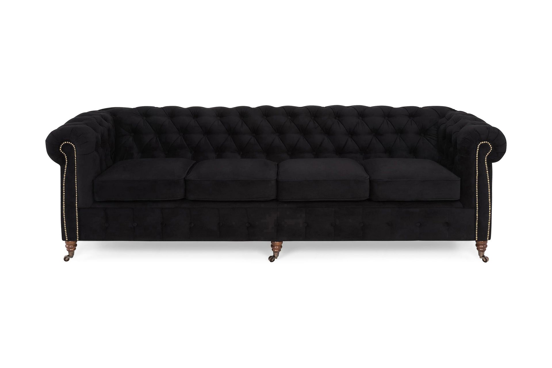 Chesterfield Deluxe Fløyelssofa 4-seter - Svart - Møbler - Sofaer - Fløyel sofaer