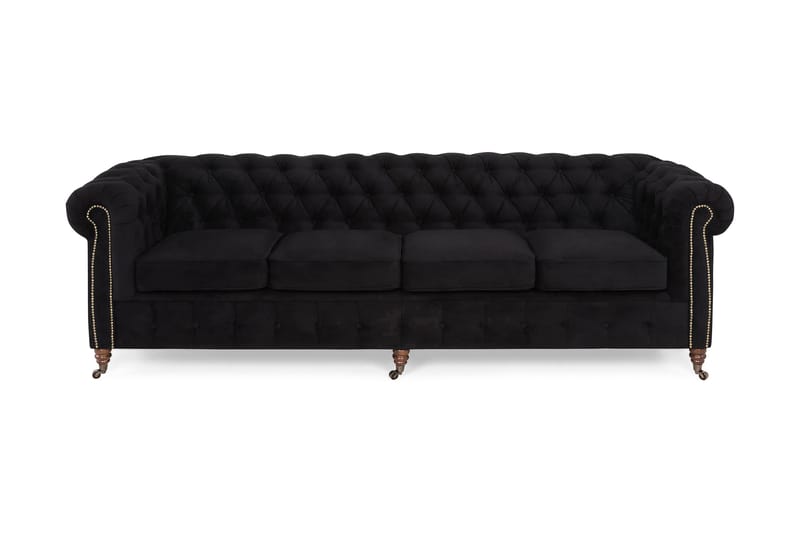 Chesterfield Deluxe Fløyelssofa 4-seter - Svart - Møbler - Sofaer - Fløyel sofaer