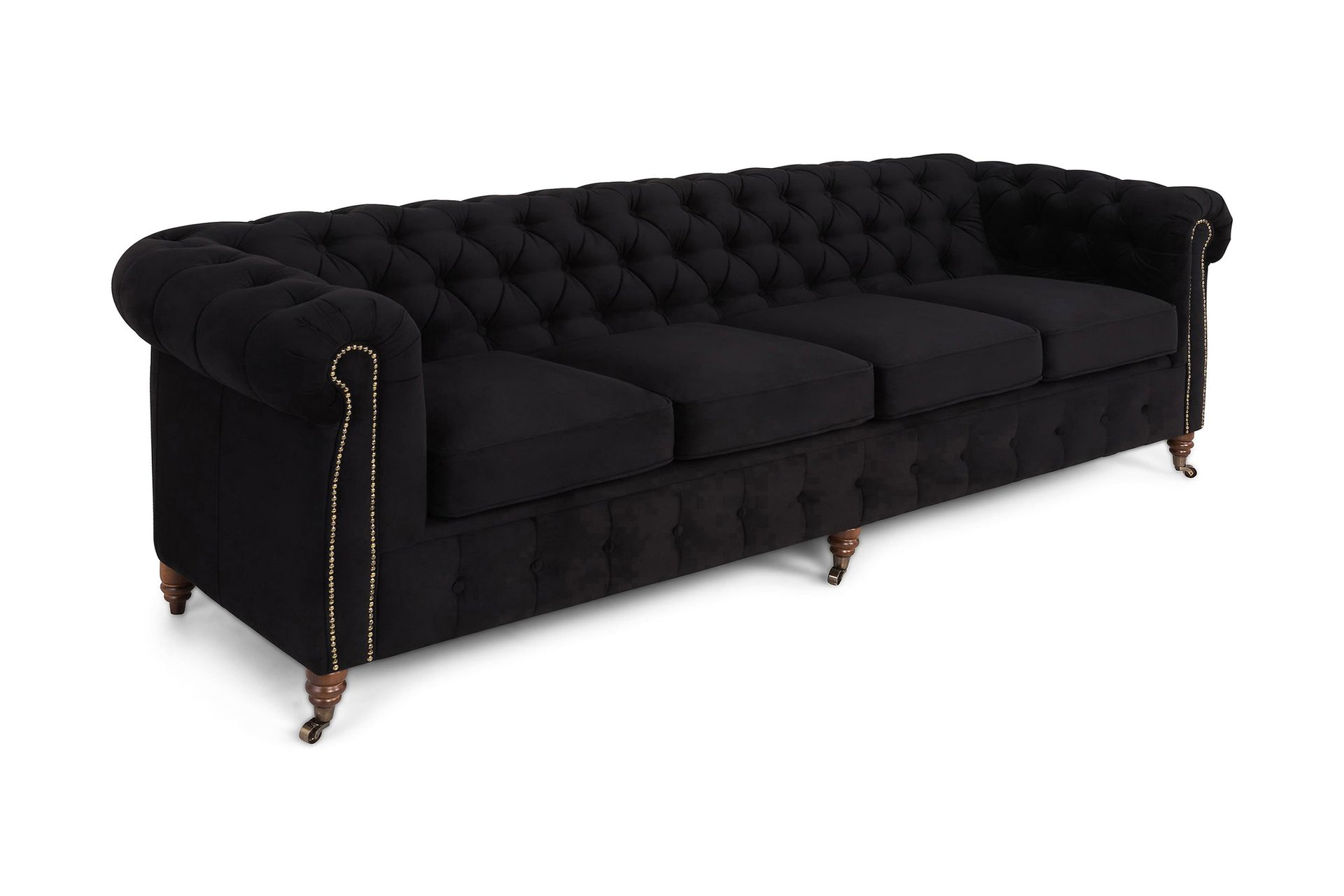 Chesterfield Deluxe Fløyelssofa 4-seter - Svart - Møbler - Sofaer - Fløyel sofaer