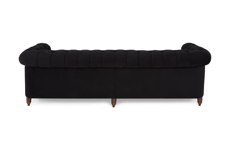 Chesterfield Deluxe Fløyelssofa 4-seter - Svart - Chesterfield sofaer - 4 seter sofa - Fløyel sofaer