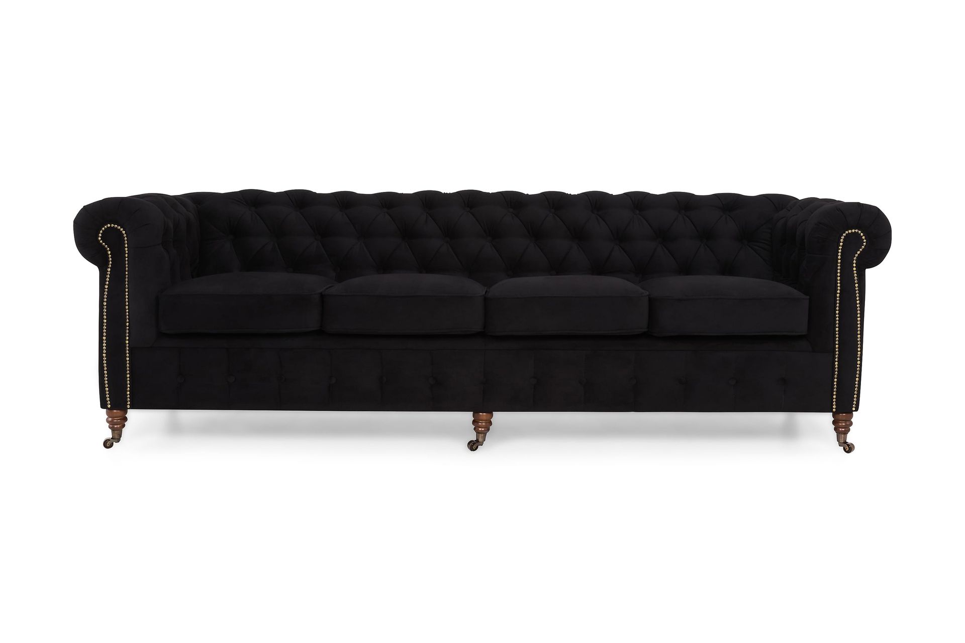 Chesterfield Deluxe Fløyelssofa 4-seter - Svart - Møbler - Sofaer - Fløyel sofaer