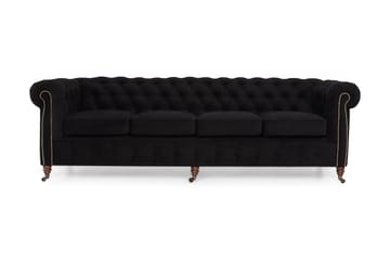 Chesterfield Deluxe Fløyelssofa 4-seter - Svart - Møbler - Sofaer - Fløyel sofaer