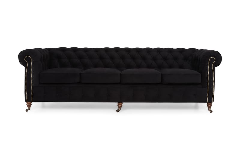 Chesterfield Deluxe Fløyelssofa 4-seter - Svart - Møbler - Sofaer - Fløyel sofaer