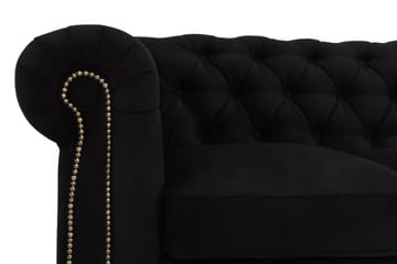 Chesterfield Deluxe Fløyelssofa 4-seter - Svart - Møbler - Sofaer - Fløyel sofaer